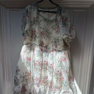 JessaKae Pink and Orange Ruffled Tiered Sundress